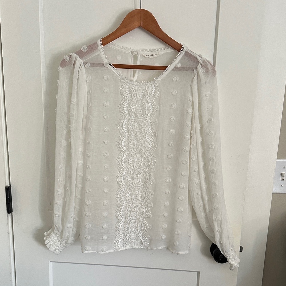 The Kooples White Lace Detail Blouse